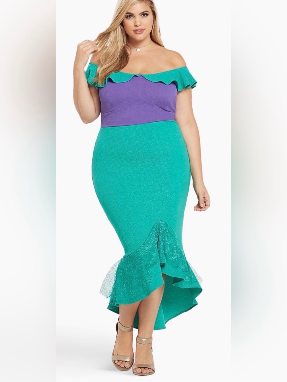 Size XL Disney cospla Ariel costume Plus Size Teal Mermaid Skirt with Ruffle Hem